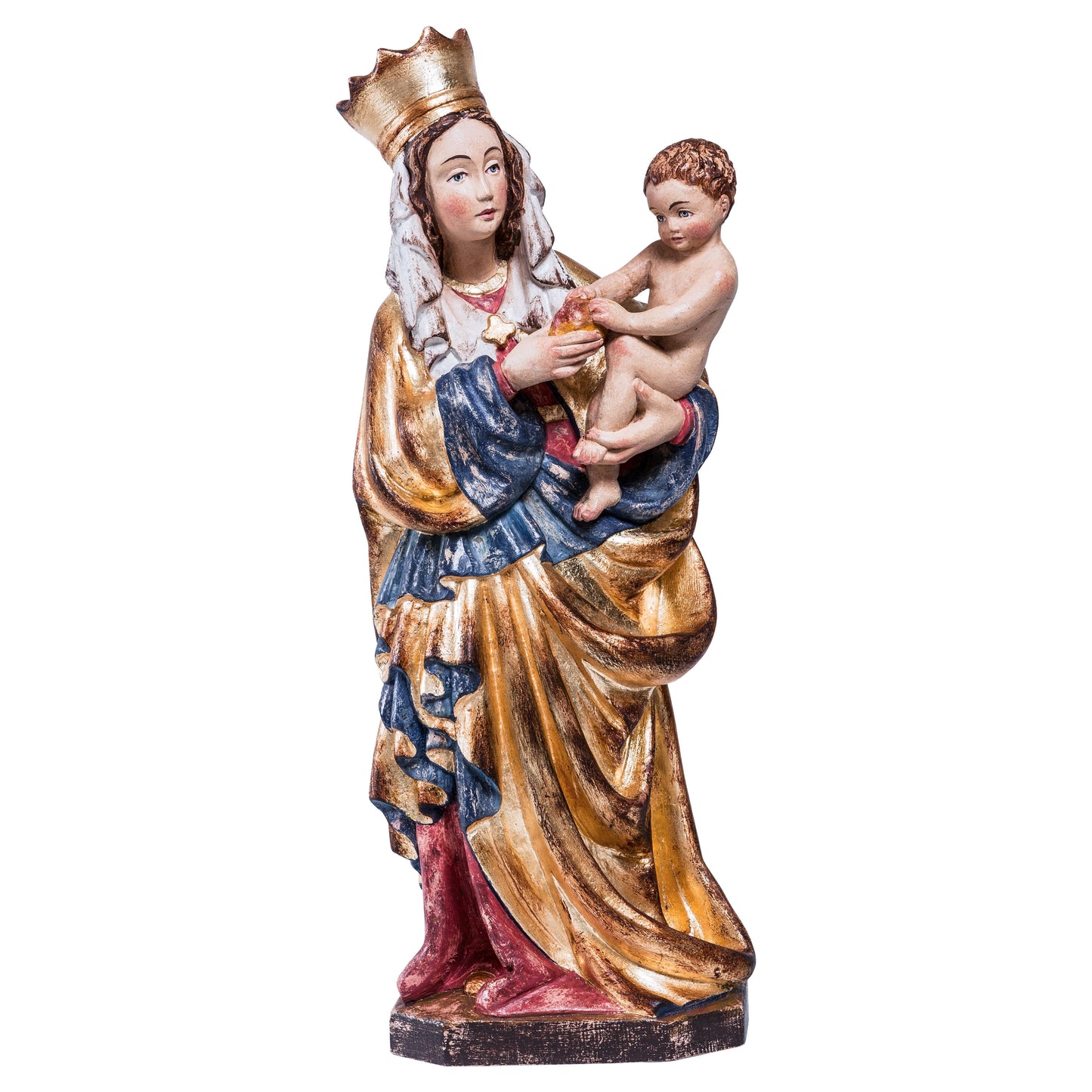 Mondo Cattolico Antiqued / 50 cm (19.7 in) Wooden statue of Thornermadonna