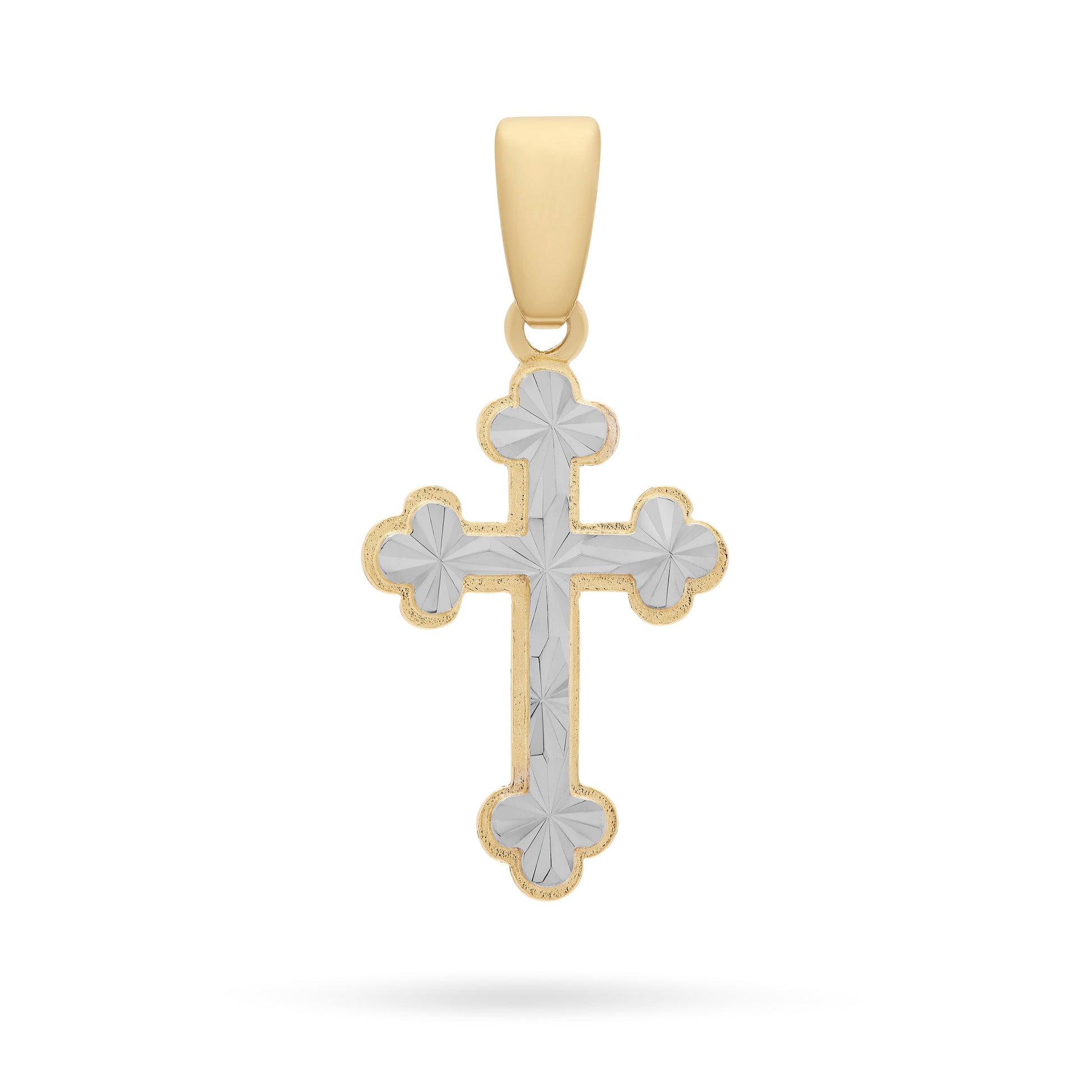 MONDO CATTOLICO Yellow and White Gold Budded Cross