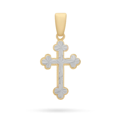 MONDO CATTOLICO Yellow and White Gold Budded Cross
