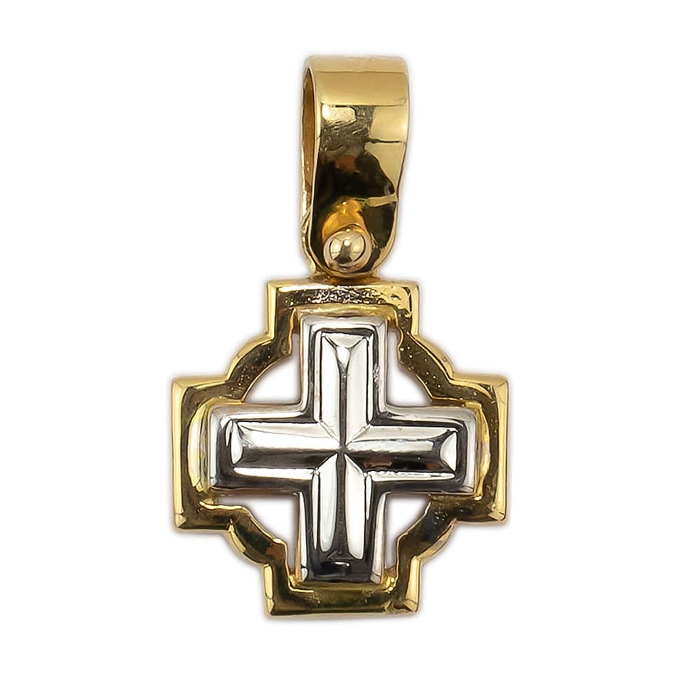 MONDO CATTOLICO Yellow and White Gold Greek Cross