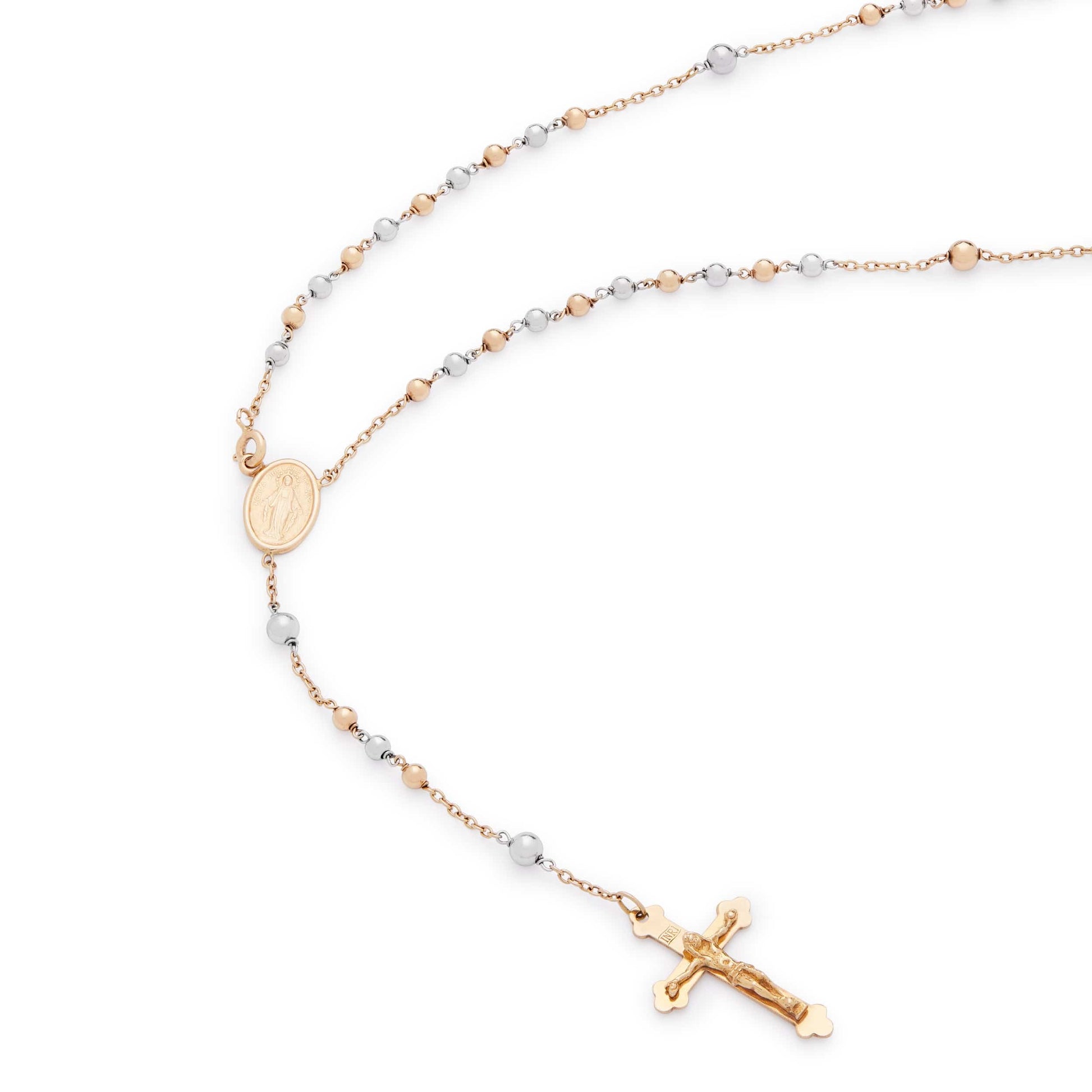 MONDO CATTOLICO Prayer Beads 35 cm (13.77 in) / 3 mm (0.11 in) Yellow and White Gold Rosary
