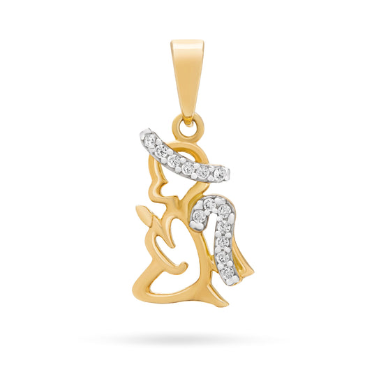 Mondo Cattolico Pendant Yellow Gold Angel-shaped Pendant With Cubic Zirconia Details