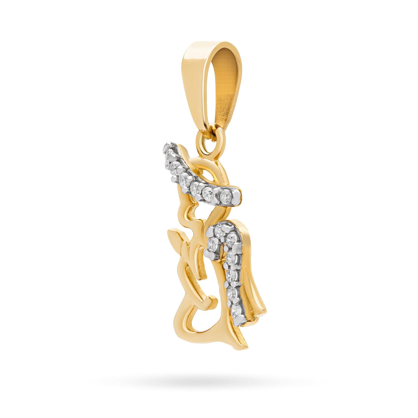 Mondo Cattolico Pendant Yellow Gold Angel-shaped Pendant With Cubic Zirconia Details