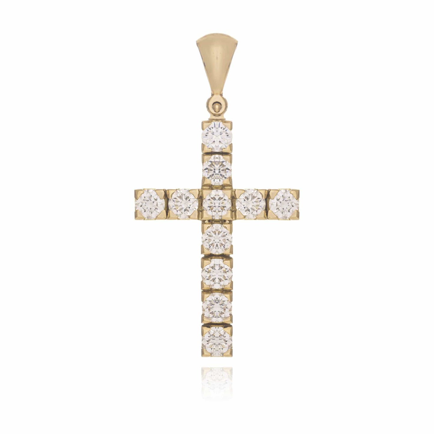 MONDO CATTOLICO Jewelry Cm 2.3 (0.90 in) / Cm 1.5 (0.59 in) Yellow Gold Cross with Diamonds