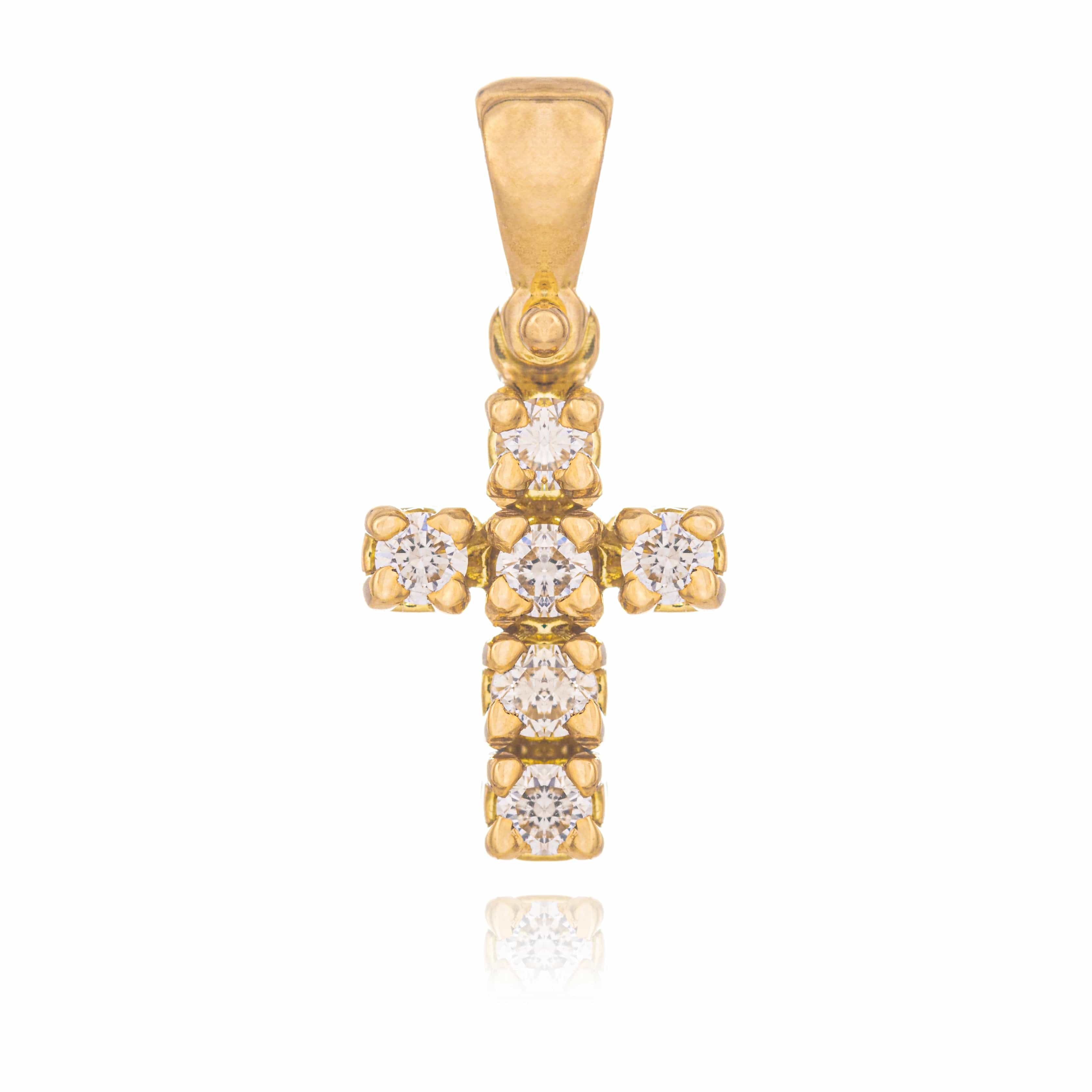 Yellow Gold Cross with Diamonds | MONDO CATTOLICO