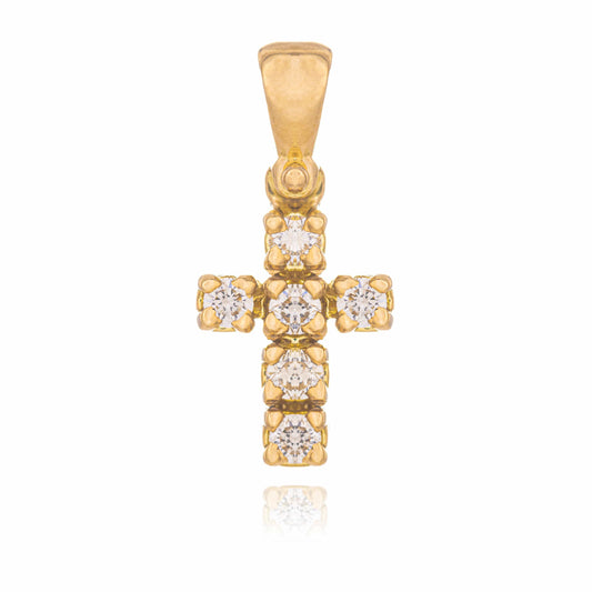 MONDO CATTOLICO Jewelry Yellow Gold Cross with Diamonds