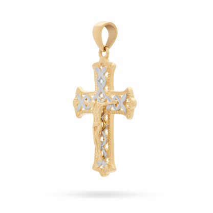 Mondo Cattolico Pendant Yellow Gold Crucifix Pendant With Intertwined White Gold Details