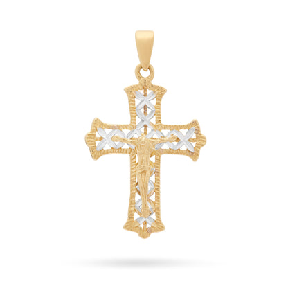 Mondo Cattolico Pendant Yellow Gold Crucifix Pendant With Intertwined White Gold Details