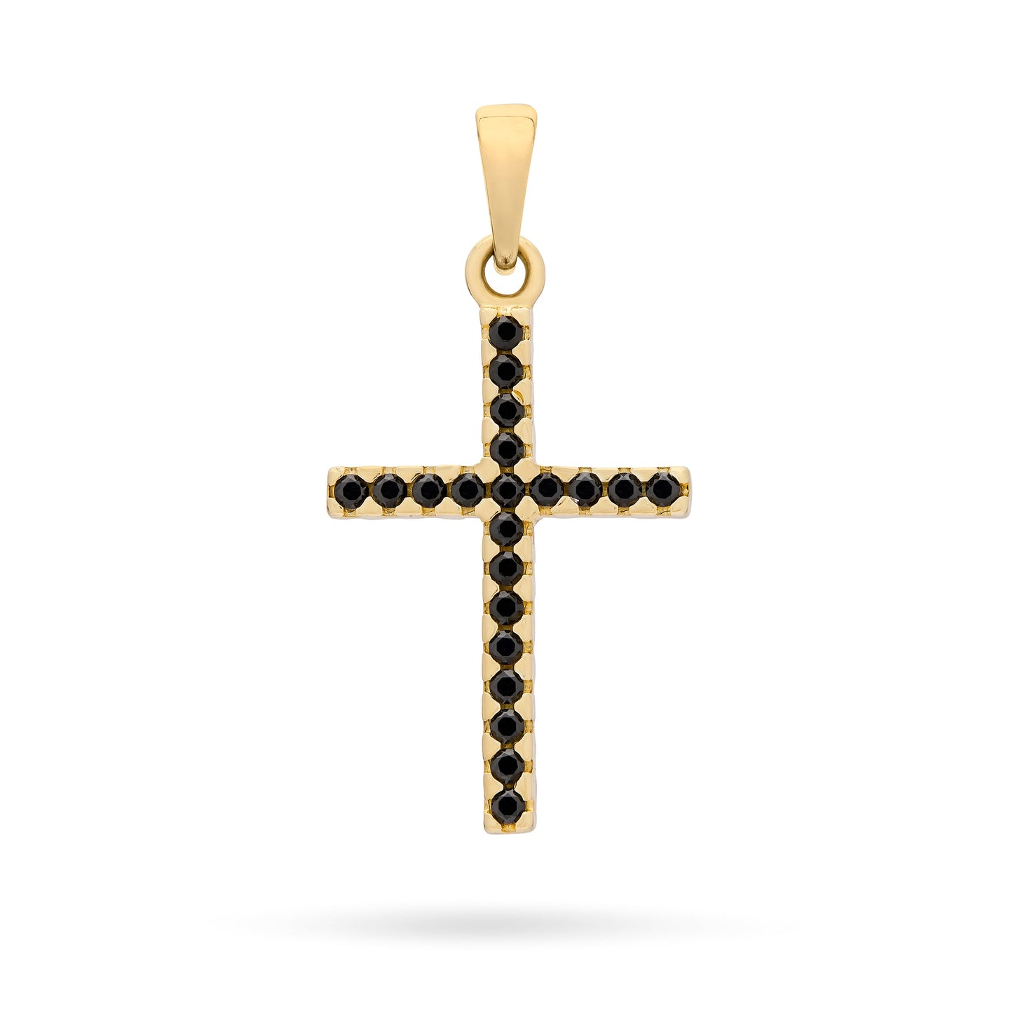 Mondo Cattolico Pendant 22 mm (0.87 in) Yellow Gold Double-sided Cross Pendant With Black and White Cubic Zirconia