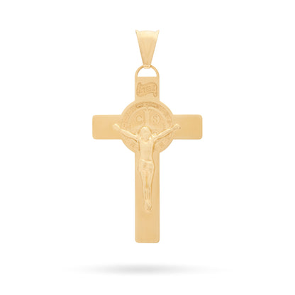 Mondo Cattolico Pendant Yellow Gold Flat St. Benedict Crucifix Pendant