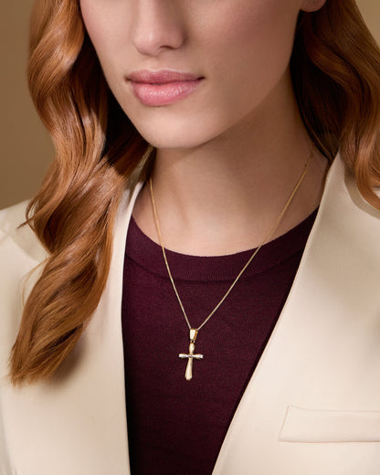 Mondo Cattolico Pendant 28 mm (1.10 in) Yellow Gold Flower Cross Pendant With White Gold and Rose Gold Details