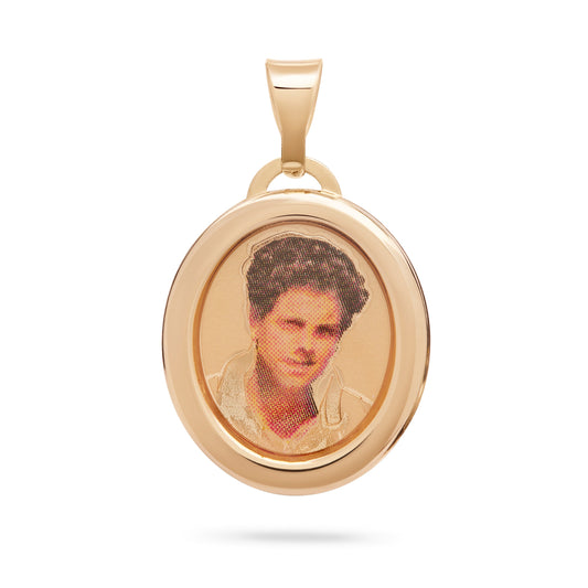 MONDO CATTOLICO ROMA Medal 18 mm (0.70 in) Yellow Gold Medal of Saint Carlo Acutis with Colored Laser-engraved Details