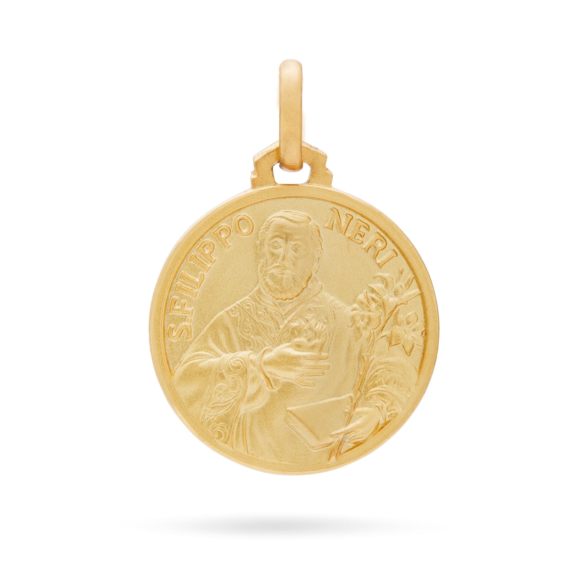 MONDO CATTOLICO Jewelry 18 mm (0.70 in) Yellow Gold Medal of Saint Philip Neri
