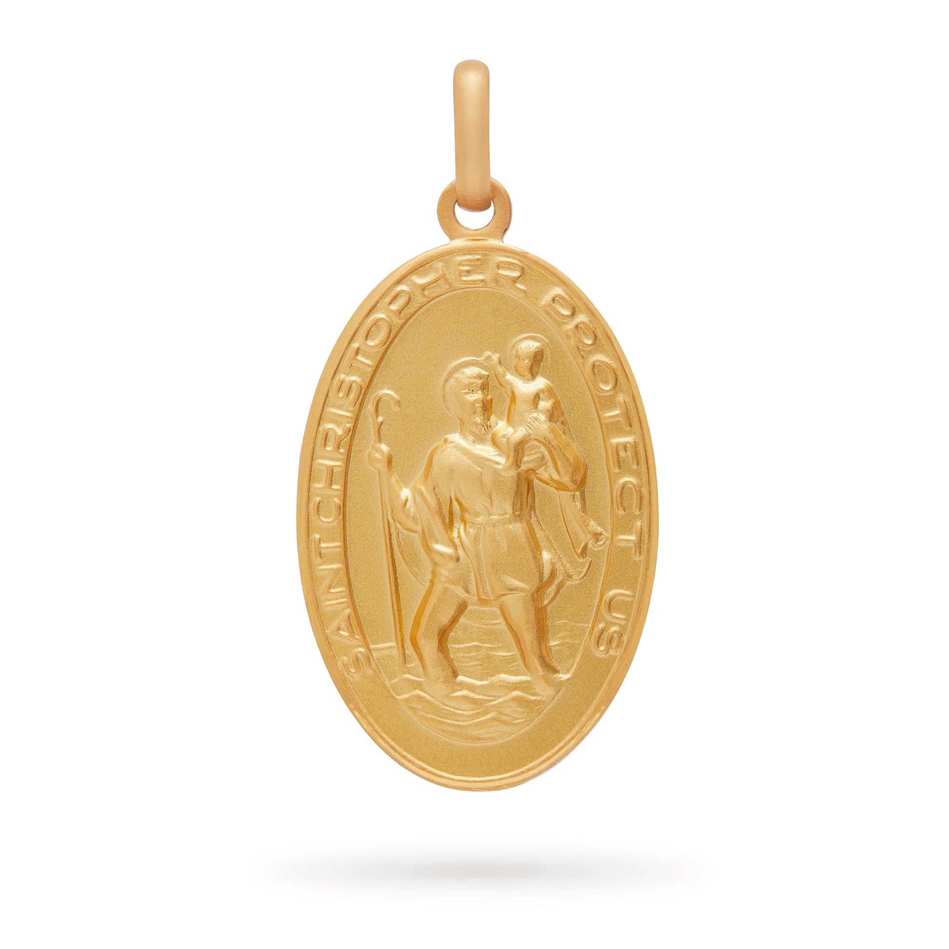 MONDO CATTOLICO Jewelry 20 mm (0.78 in) Yellow Gold Oval Medal of Saint Christopher