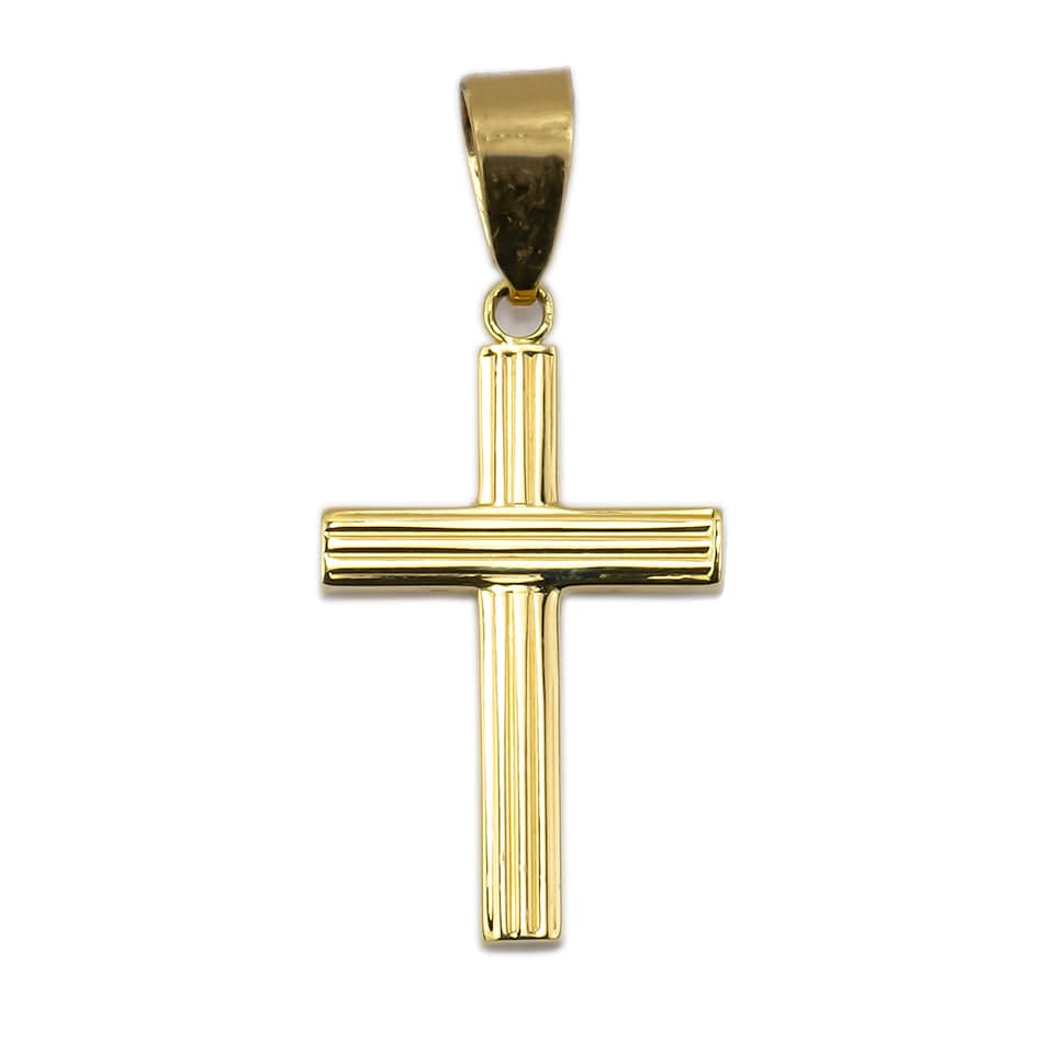 MONDO CATTOLICO Yellow Gold Pendant with Detailed Lines
