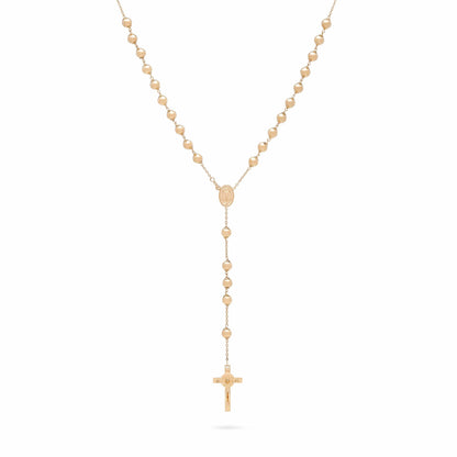 MONDO CATTOLICO Prayer Beads 47 cm (18.5 in) / 6 mm (0.23 in) Yellow Gold Rosary with Saint Benedict Crucifix