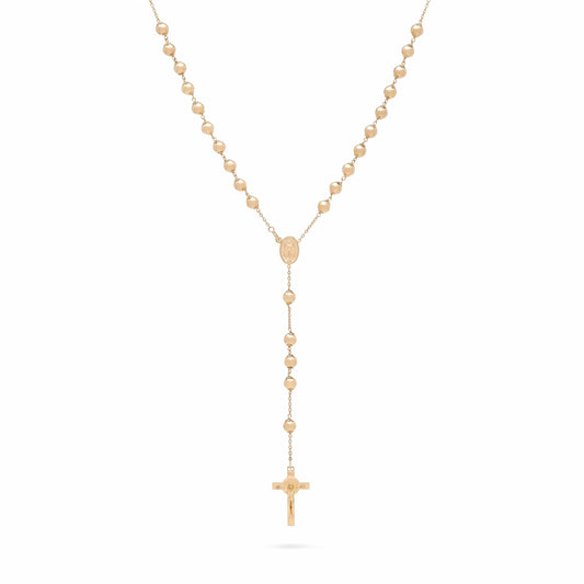 MONDO CATTOLICO Prayer Beads 47 cm (18.5 in) / 6 mm (0.23 in) Yellow Gold Rosary with Saint Benedict Crucifix