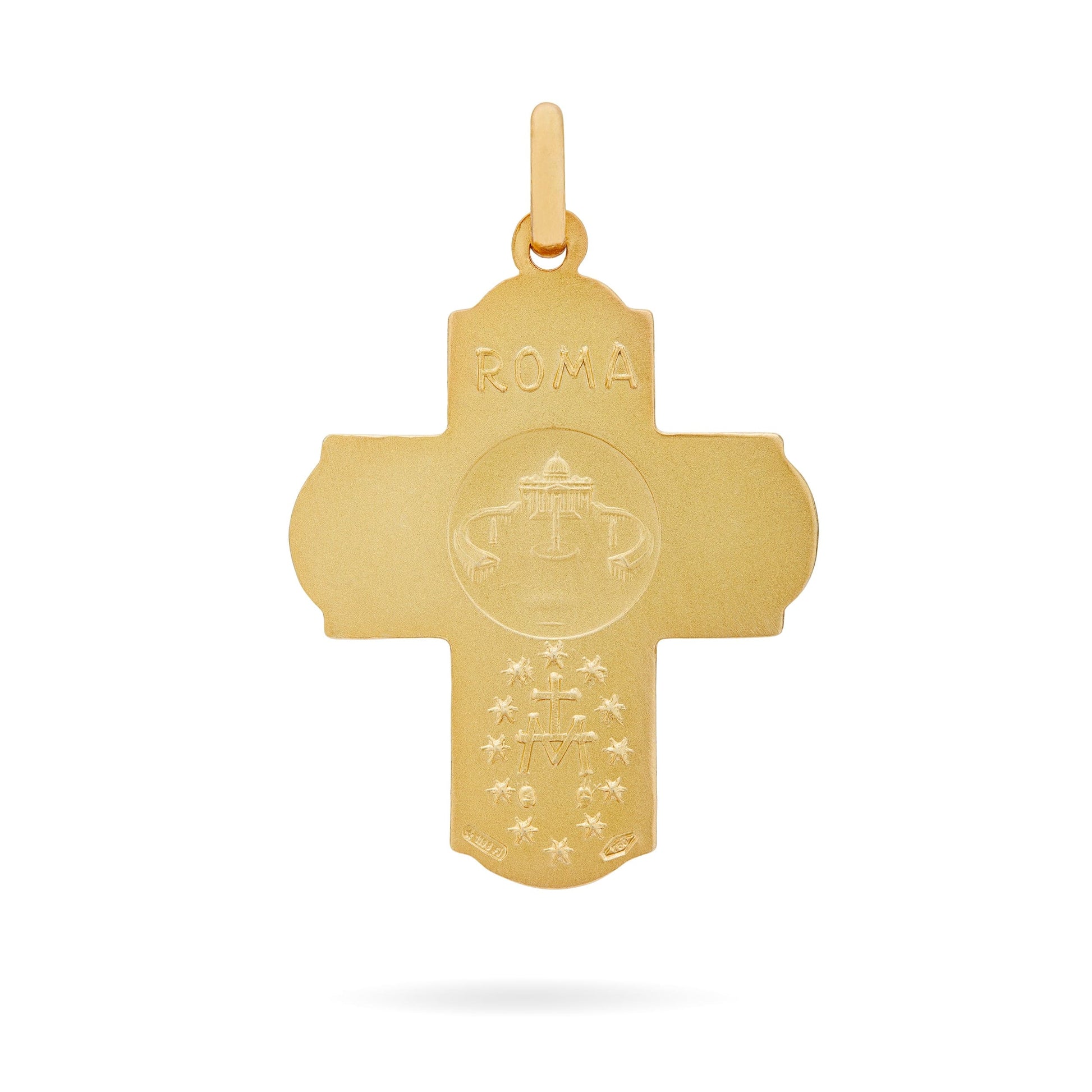 Yellow Gold Scapular Cross Pendant MONDO CATTOLICO