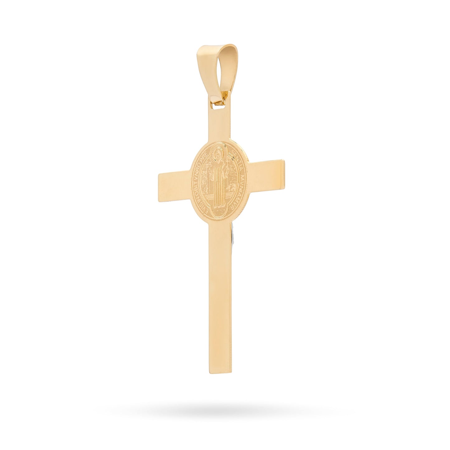 Mondo Cattolico Pendant Yellow Gold St. Benedict Crucifix Pendant With White Gold Corpus