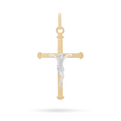 Mondo Cattolico Pendant Yellow Gold Thin Crucifix Pendant With Modern Style White Gold Corpus